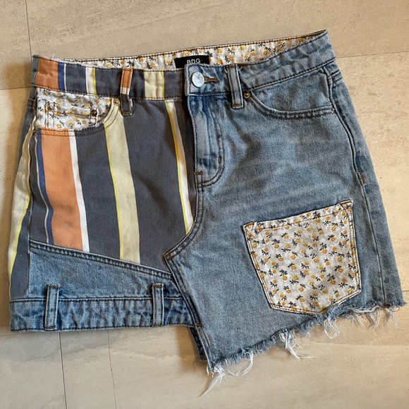 Urban Outfitters BDG Striped Patchwork Denim Mini Skirt - Picture 8 of 14